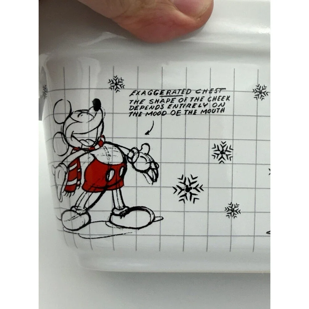 Disney Mickey Minnie Mouse Christmas Sketchbook Loaf Pan Bowl Porcelain